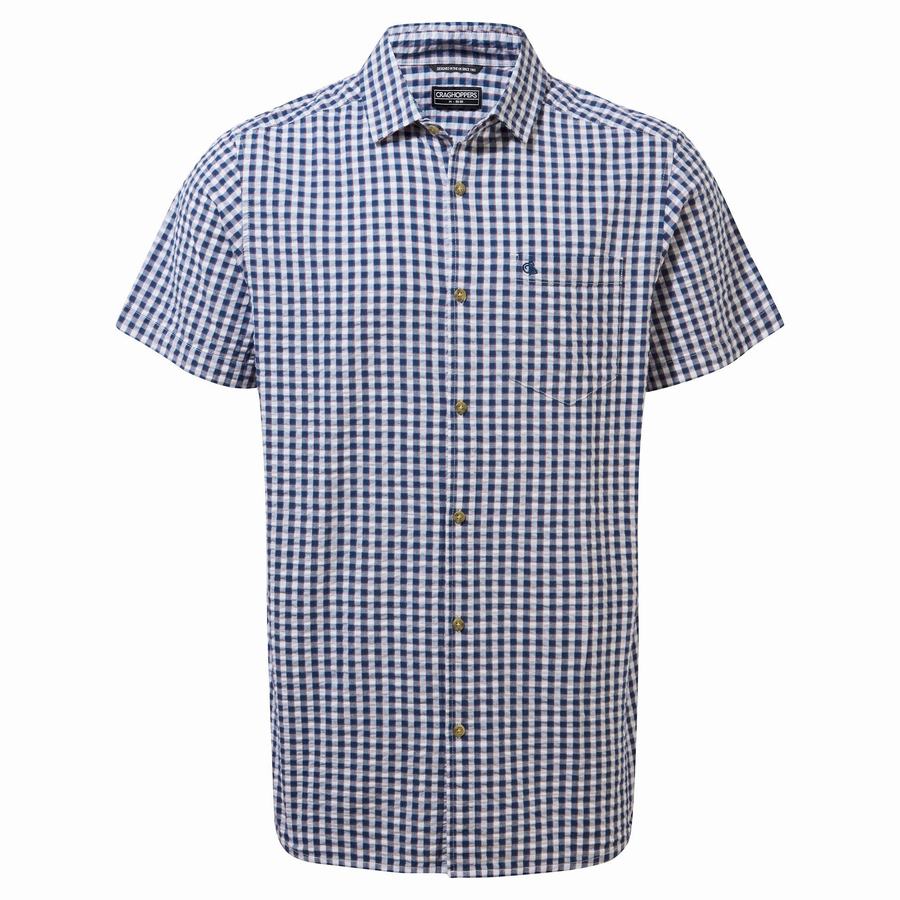 Camisas Craghoppers Centro Corta Sleeved Hombre Azul Marino Azules | IMD4729MC