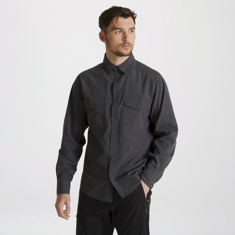 Camisas Craghoppers Expert Kiwi Long Sleeved Hombre Grises Oscuro | AHD9849WW