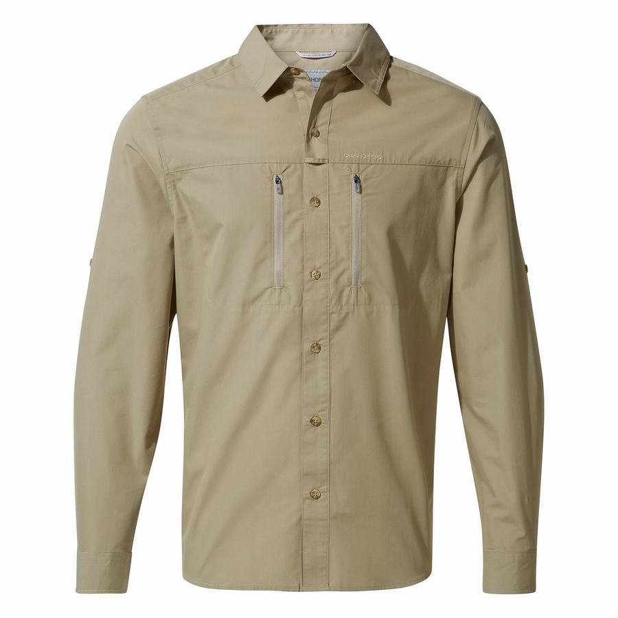 Camisas Craghoppers Kiwi Boulder Long Sleeved Hombre Kaki | MJG937VS