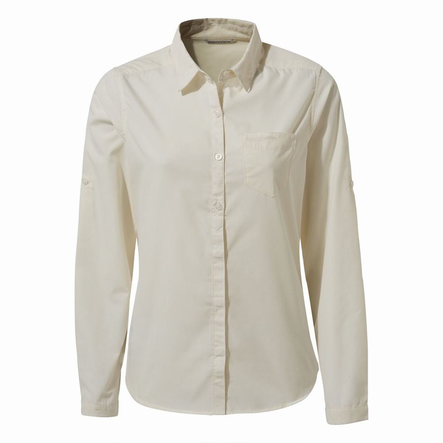 Camisas Craghoppers Kiwi II Long Sleeved Mujer Blancos | PYS356AX