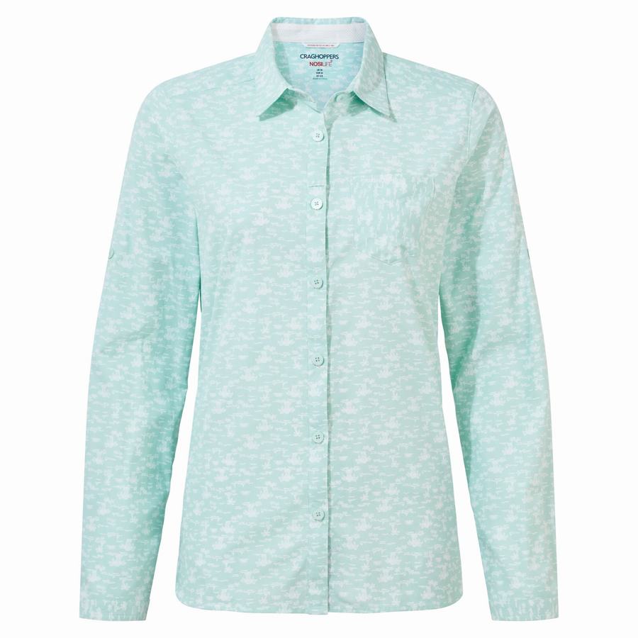 Camisas Craghoppers NosiLife Callo Long Sleeved Mujer Verdes | IOL3191OF