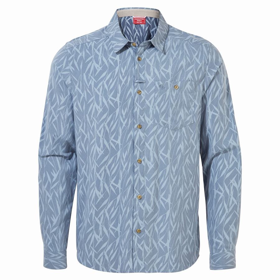 Camisas Craghoppers NosiLife Pinyon Long Sleeved Hombre Azules | NEY6020EN