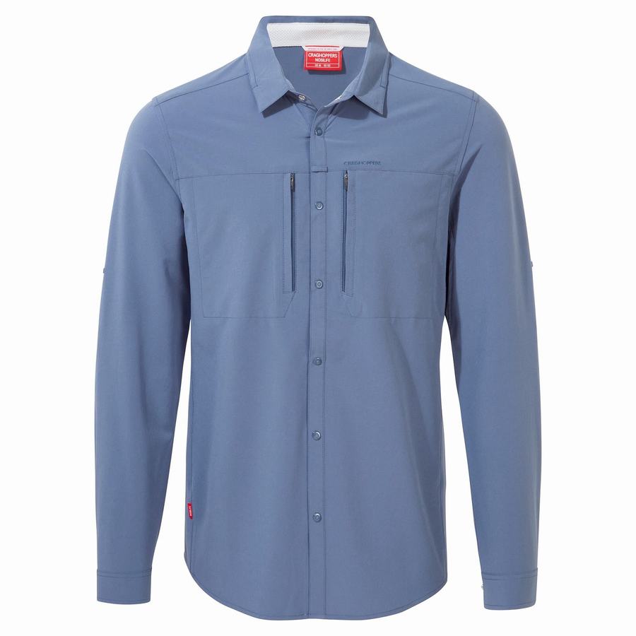 Camisas Craghoppers NosiLife Pro IV Long Sleeved Hombre Azules | PMN2981EQ