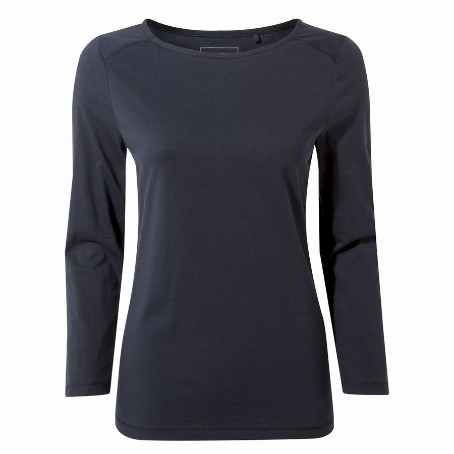 Camisetas Craghoppers Blanca 3/4 Sleeved Top Mujer Azules Azul Marino | KDP2795SR