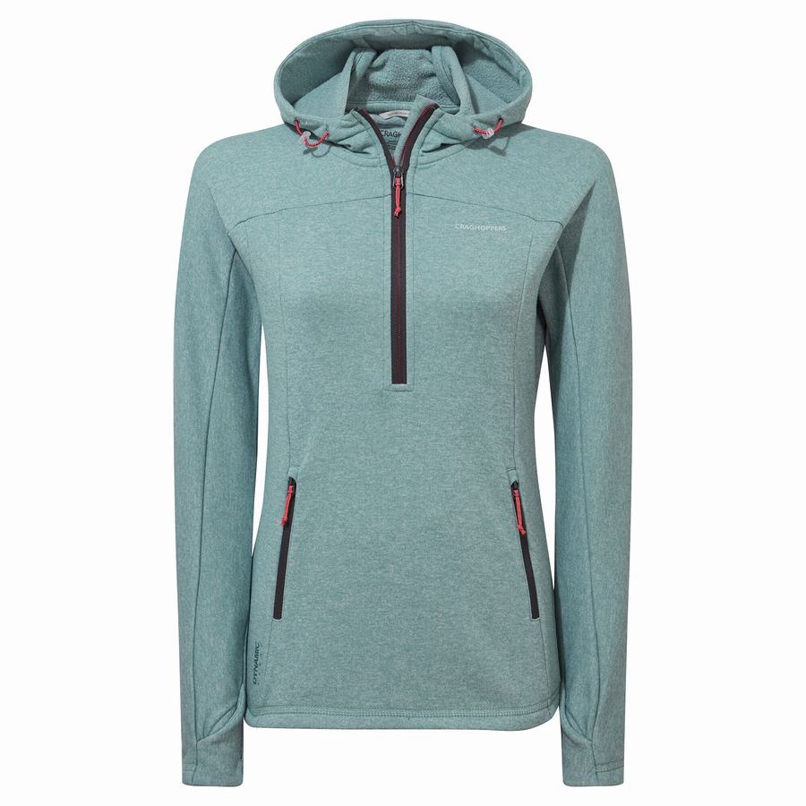 Camisetas Craghoppers Dynamic Encapuchado Half Zip Mujer Verdes Grises | GPJ1786CC