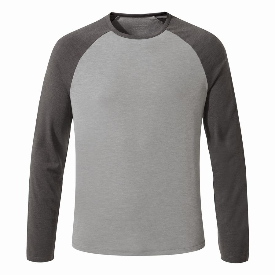 Camisetas Craghoppers First Layer Long-Sleeved Hombre Grises Negros | AJL1812PB