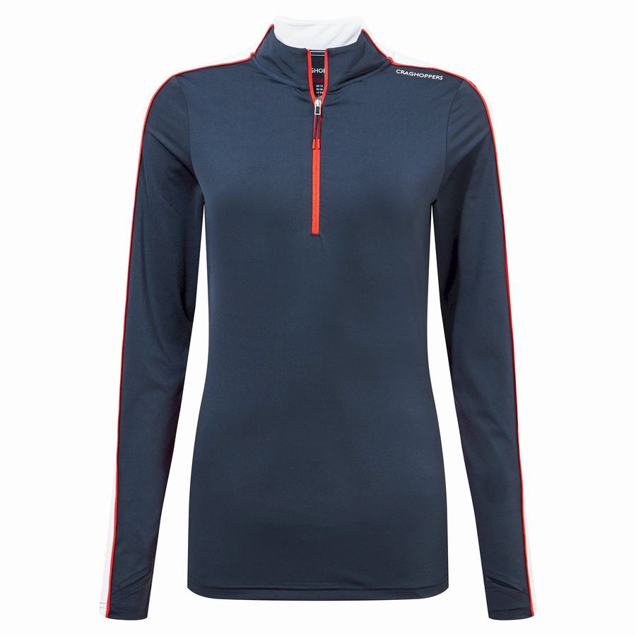 Camisetas Craghoppers NosiLife Marcella Long Sleeved Mujer Azules Azul Marino | UJT5284QR