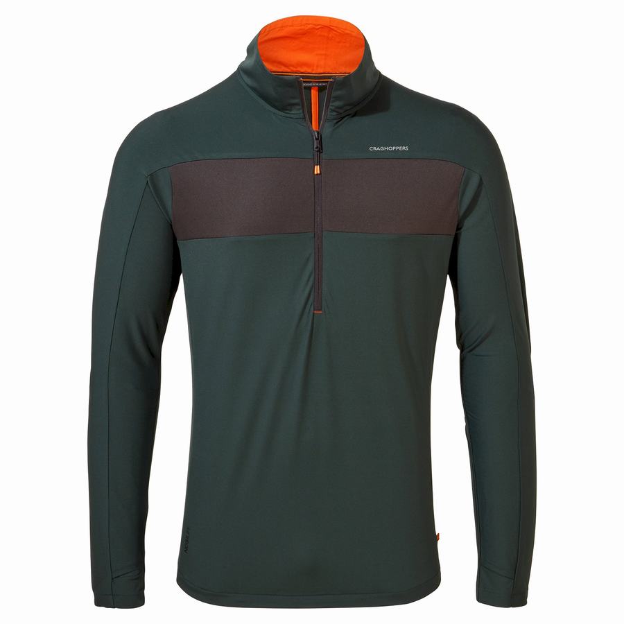 Camisetas Craghoppers NosiLife Valens Half Zip Top Hombre Verdes | BNQ4749QI