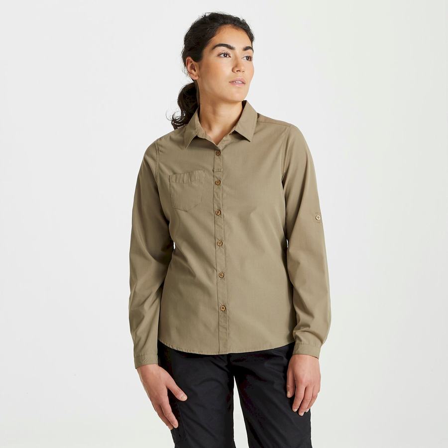 Camisas Craghoppers Expert Kiwi Long Sleeved Mujer Kaki | EEN7337QN