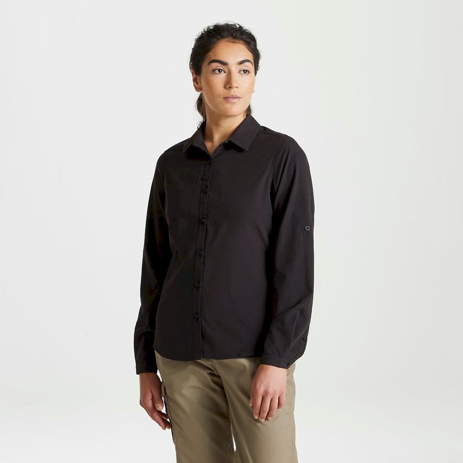 Camisas Craghoppers Expert Kiwi Long Sleeved Mujer Negros | EKZ6745GU