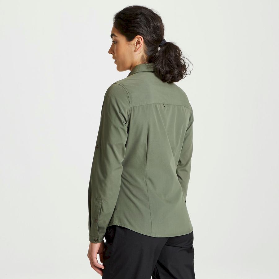 Camisas Craghoppers Expert Kiwi Long Sleeved Mujer Verdes Oscuro | EME6362FV