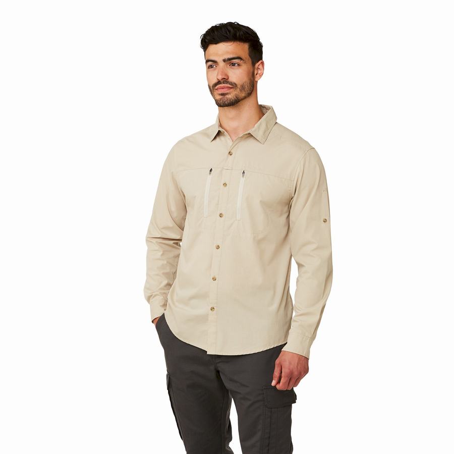 Camisas Craghoppers Kiwi Boulder Long-Sleeved Hombre Beige | LPQ2037HJ