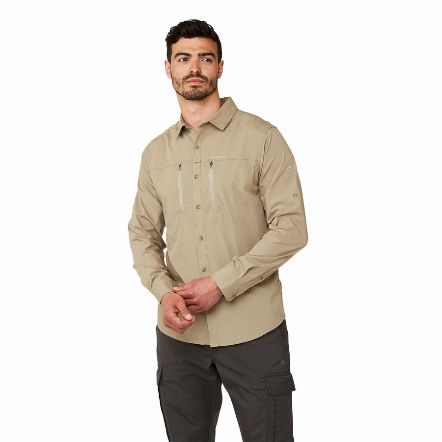 Camisas Craghoppers Kiwi Boulder Long Sleeved Hombre Kaki | MJG937VS