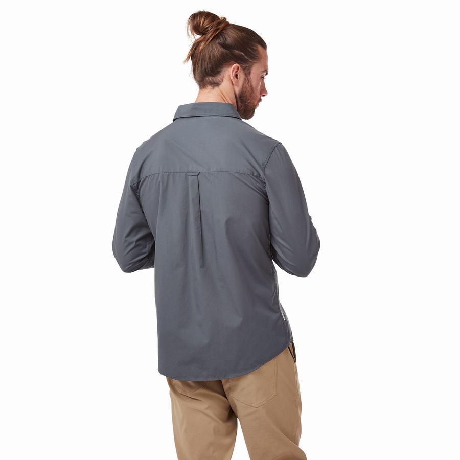 Camisas Craghoppers Kiwi Boulder Long Sleeved Hombre Azules | RCA3265RT