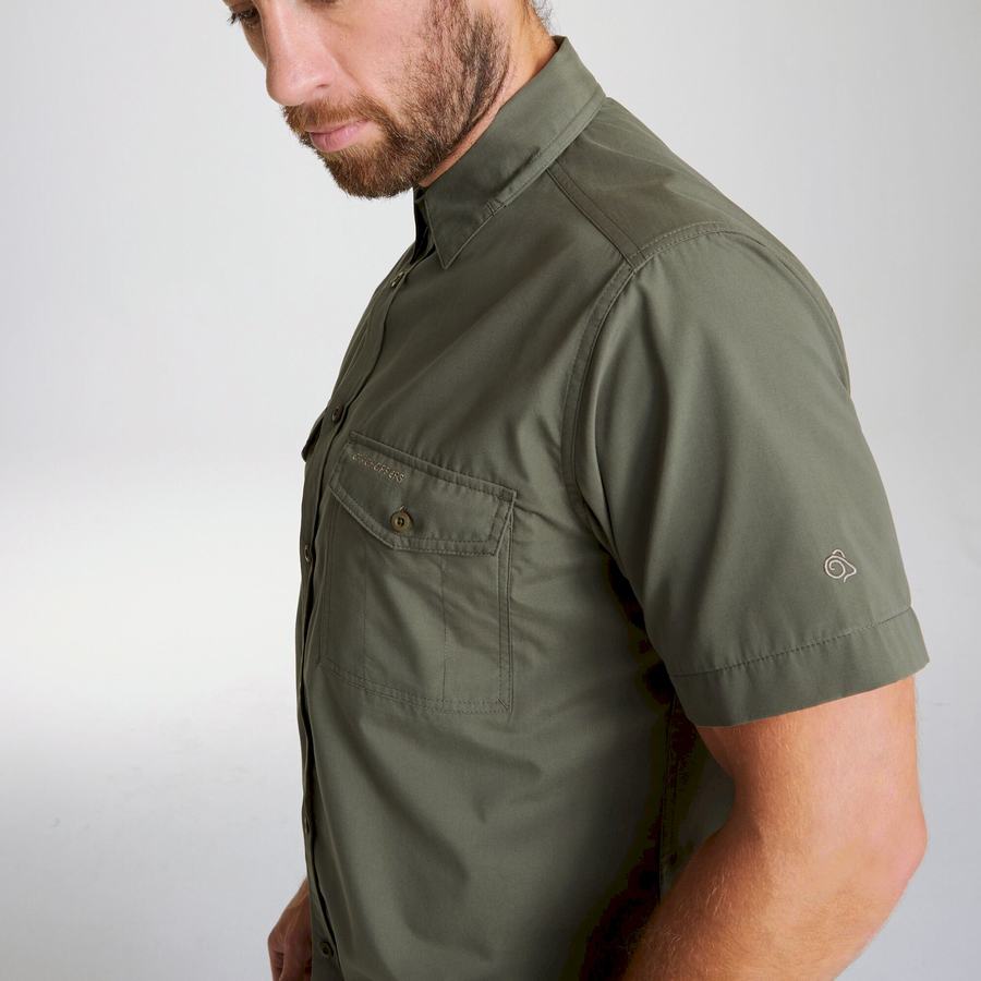 Camisas Craghoppers Kiwi Corta Sleeved Hombre Verdes Oscuro | VKT9470GW