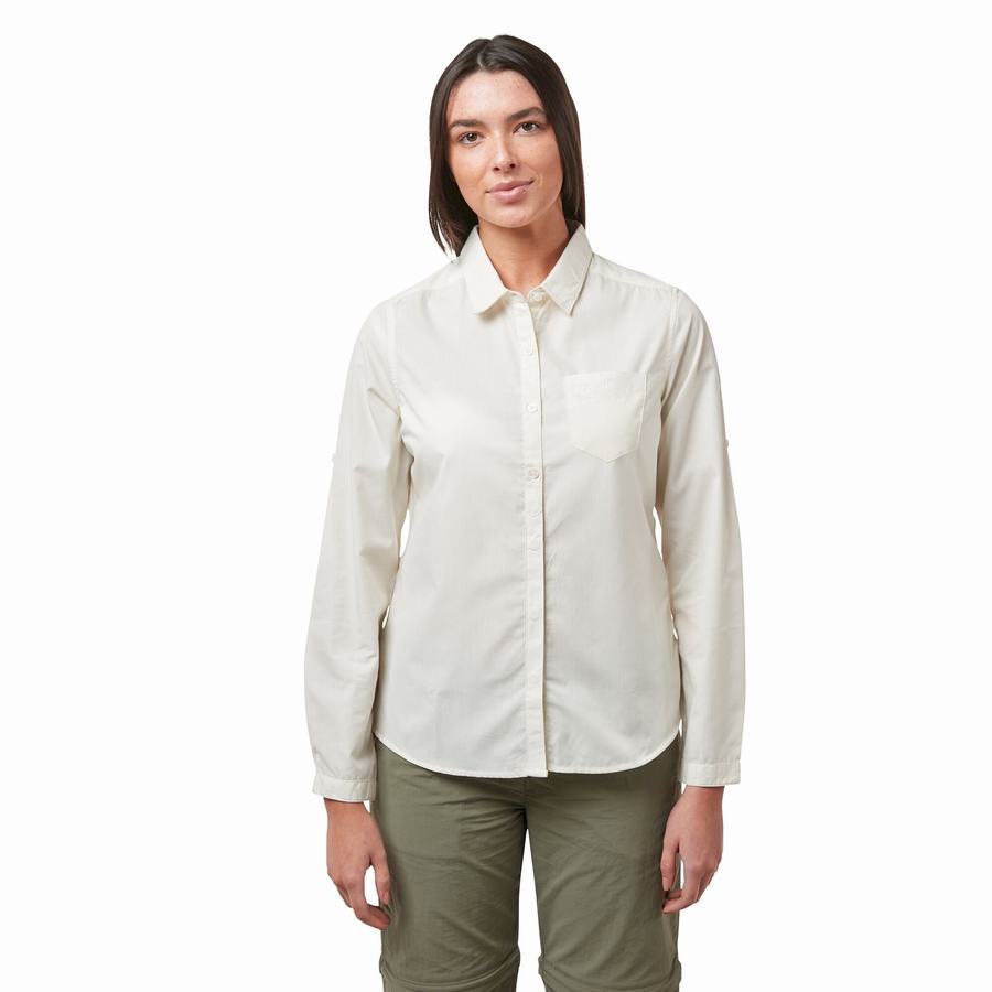 Camisas Craghoppers Kiwi II Long Sleeved Mujer Blancos | PYS356AX