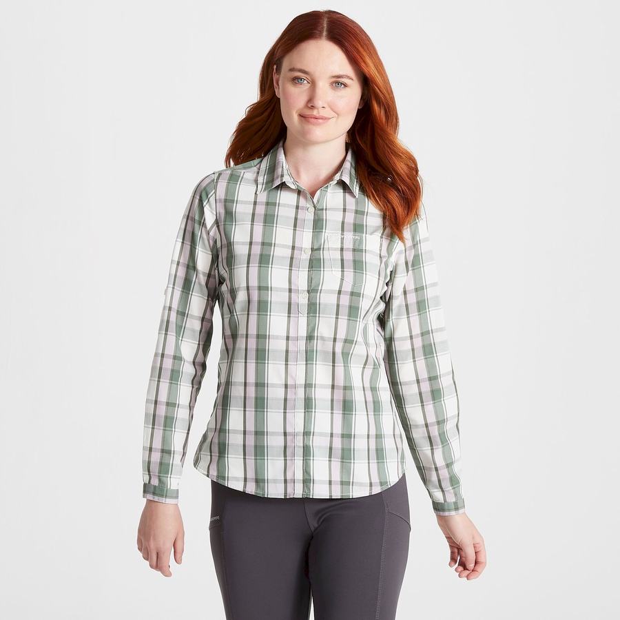 Camisas Craghoppers Kiwi II Long Sleeved Mujer Verde Oliva | TPY3891SI