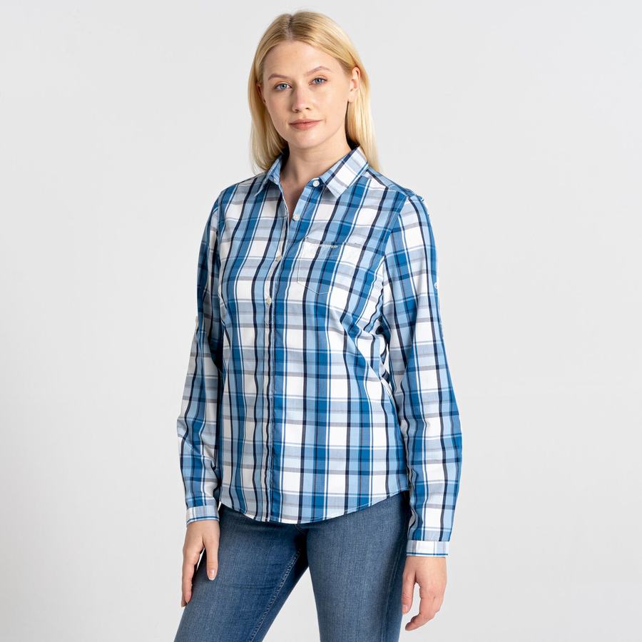 Camisas Craghoppers Kiwi II Long Sleeved Mujer Azules | TUP9315LG