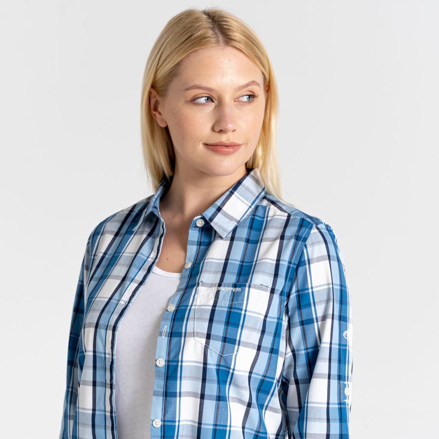 Camisas Craghoppers Kiwi II Long Sleeved Mujer Azules | TUP9315LG