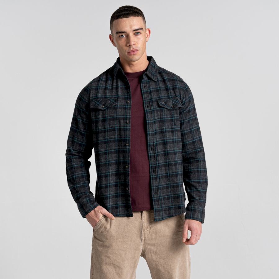 Camisas Craghoppers Kiwi IV Long Sleeved Check Hombre Negros | WUL3445BR