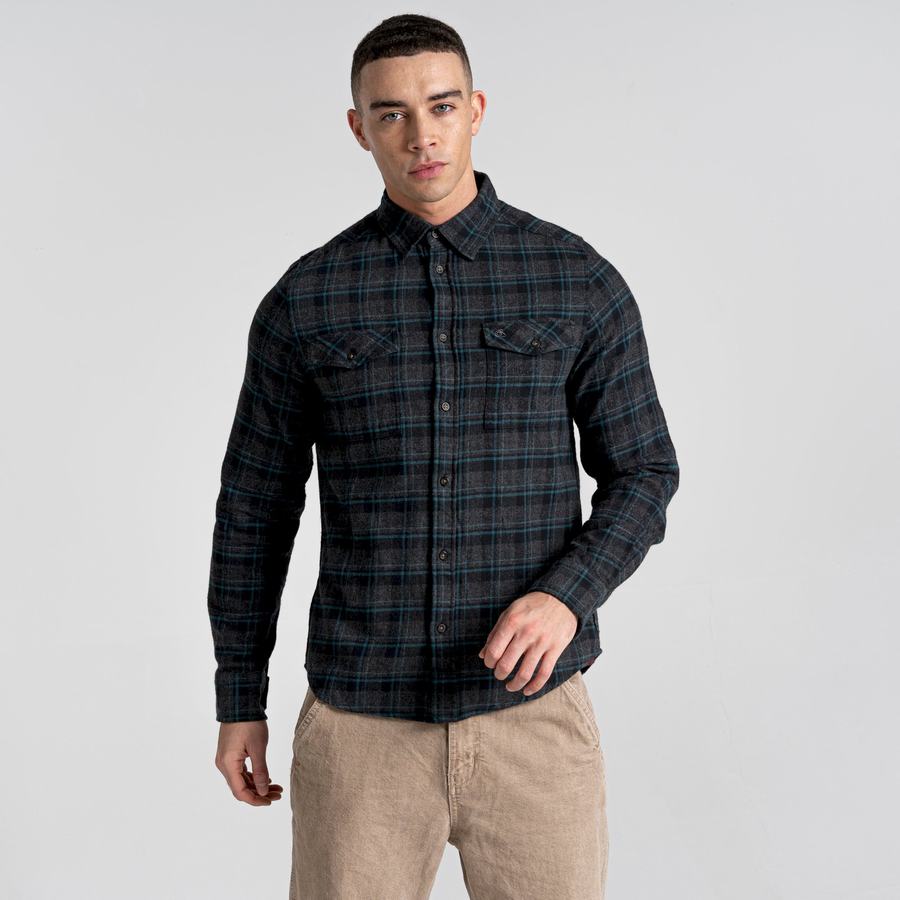 Camisas Craghoppers Kiwi IV Long Sleeved Check Hombre Negros | WUL3445BR