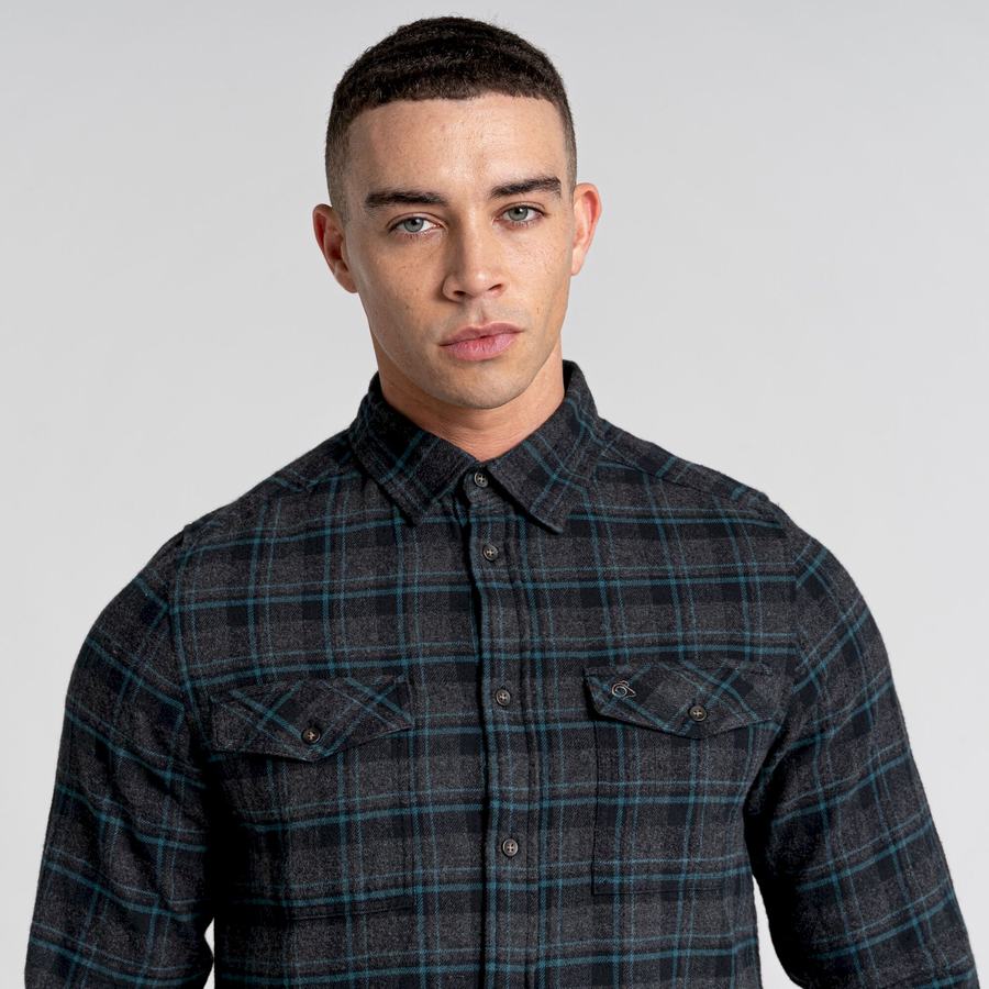 Camisas Craghoppers Kiwi IV Long Sleeved Check Hombre Negros | WUL3445BR