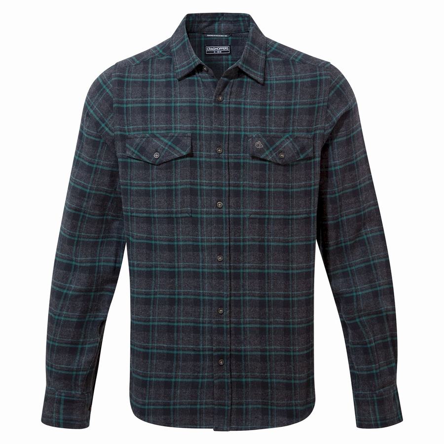 Camisas Craghoppers Kiwi IV Long Sleeved Check Hombre Negros | WUL3445BR