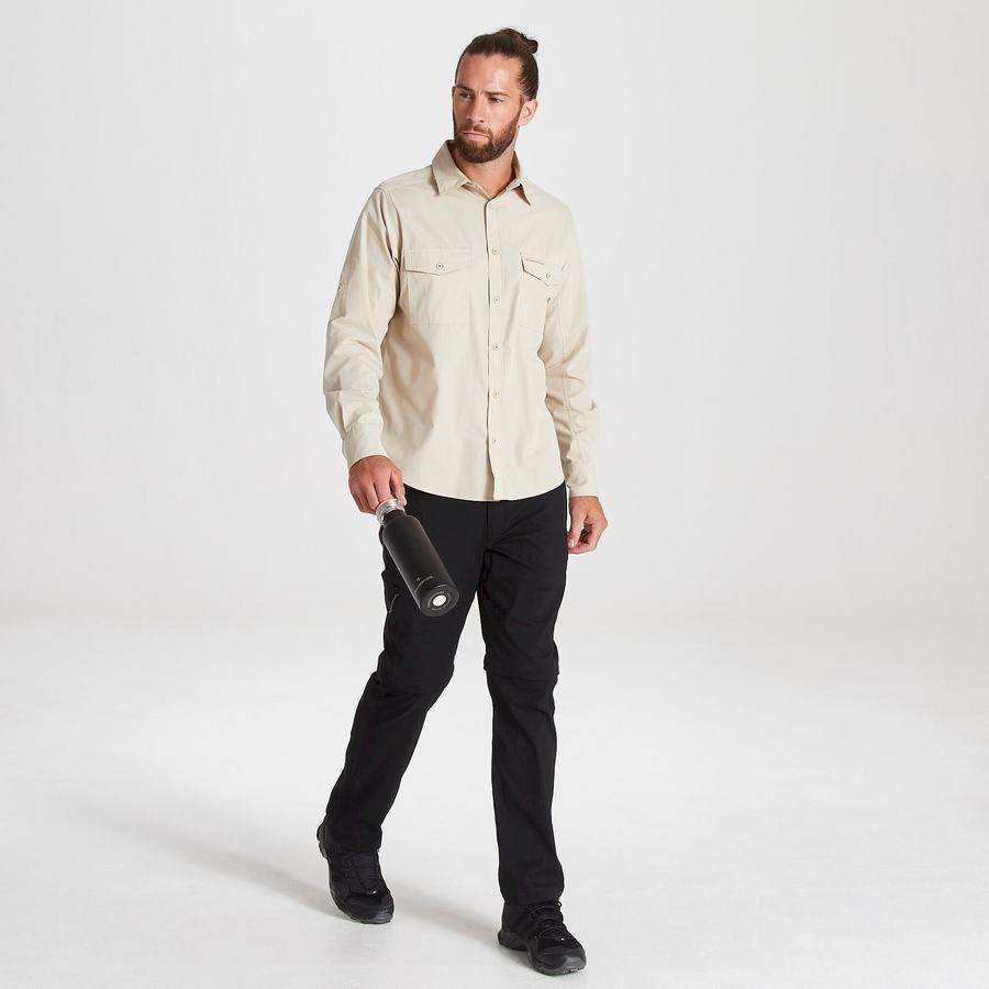 Camisas Craghoppers Kiwi Long Sleeved Hombre Beige | VSX8135PQ