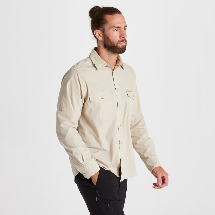 Camisas Craghoppers Kiwi Long Sleeved Hombre Beige | VSX8135PQ