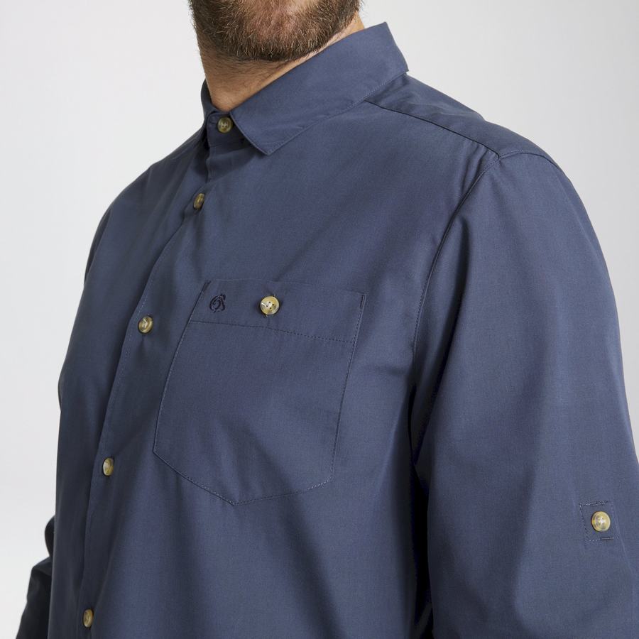 Camisas Craghoppers Kiwi Ridge Long Sleeved Hombre Grises Azules | TYH1910OV