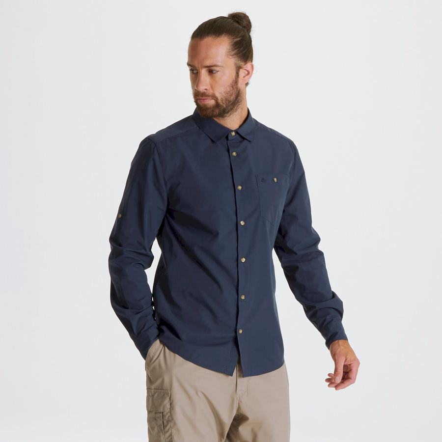 Camisas Craghoppers Kiwi Ridge Long Sleeved Hombre Grises Azules | TYH1910OV