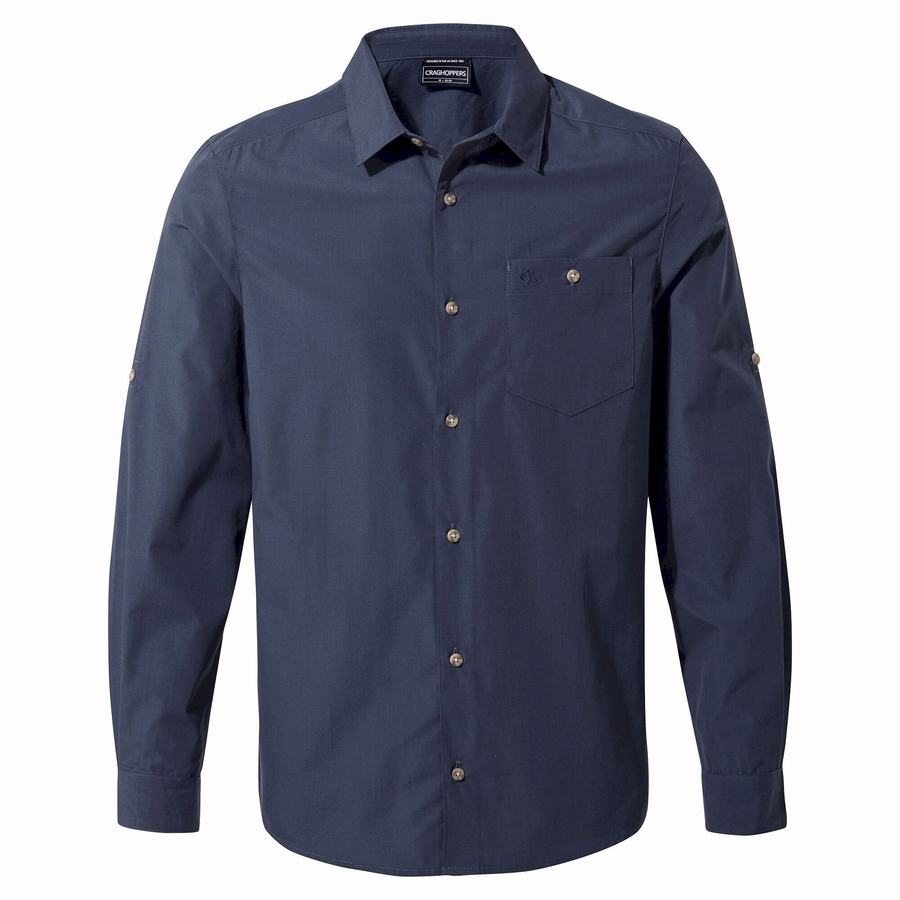 Camisas Craghoppers Kiwi Ridge Long Sleeved Hombre Grises Azules | TYH1910OV