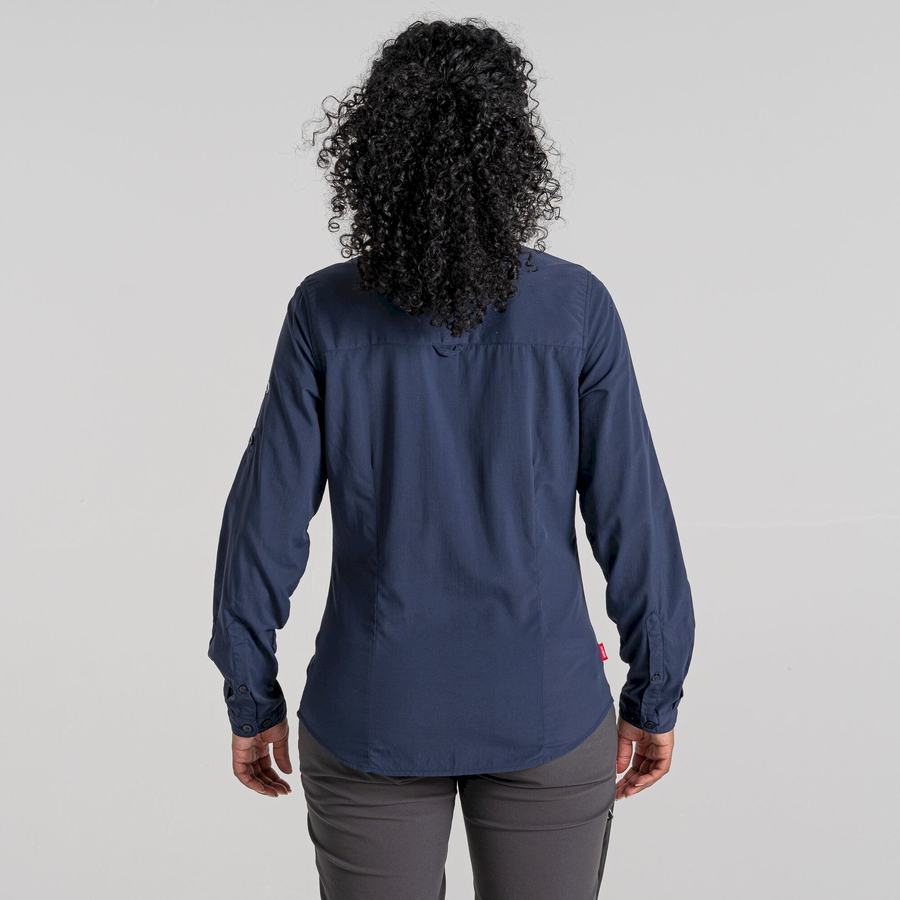 Camisas Craghoppers NosiLife Bardo Long Sleeved Mujer Azules Azul Marino | EHL6957GQ