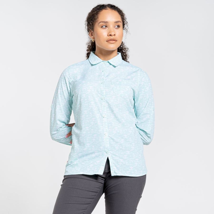 Camisas Craghoppers NosiLife Callo Long Sleeved Mujer Verdes | IOL3191OF