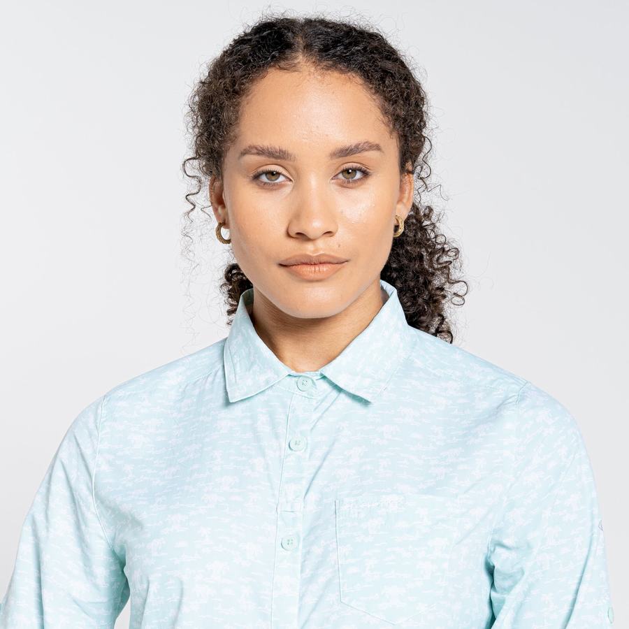 Camisas Craghoppers NosiLife Callo Long Sleeved Mujer Verdes | IOL3191OF