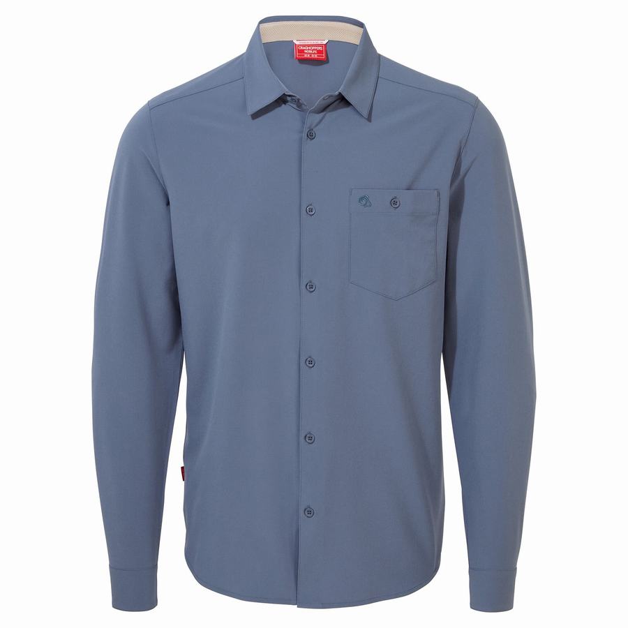 Camisas Craghoppers NosiLife Hedley Long Sleeved Hombre Azules | JUA5995WN