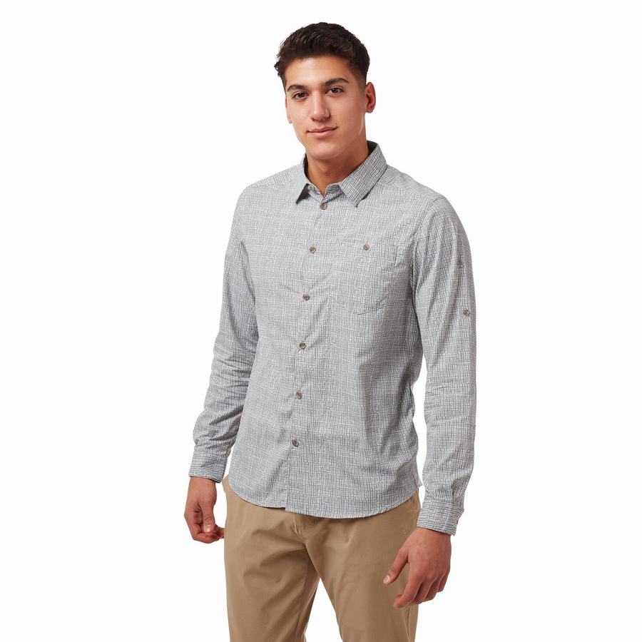 Camisas Craghoppers NosiLife Lester Long Sleeved Hombre Grises | OXH2286VS