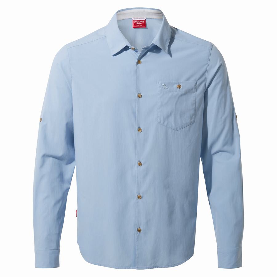 Camisas Craghoppers NosiLife Nuoro Long Sleeved Hombre Azules | DAL5825HW