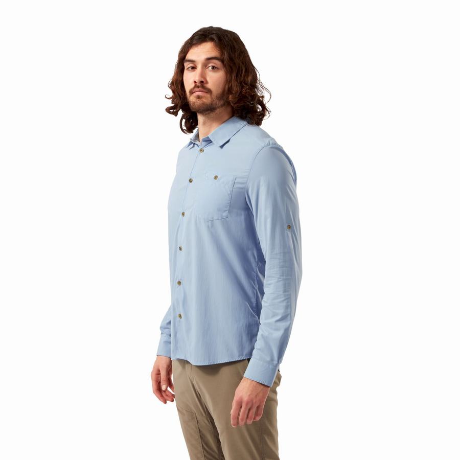 Camisas Craghoppers NosiLife Nuoro Long Sleeved Hombre Azules | DAL5825HW