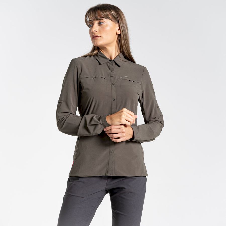 Camisas Craghoppers NosiLife Pro IV Long Sleeved Mujer Kaki | IWI4451FD