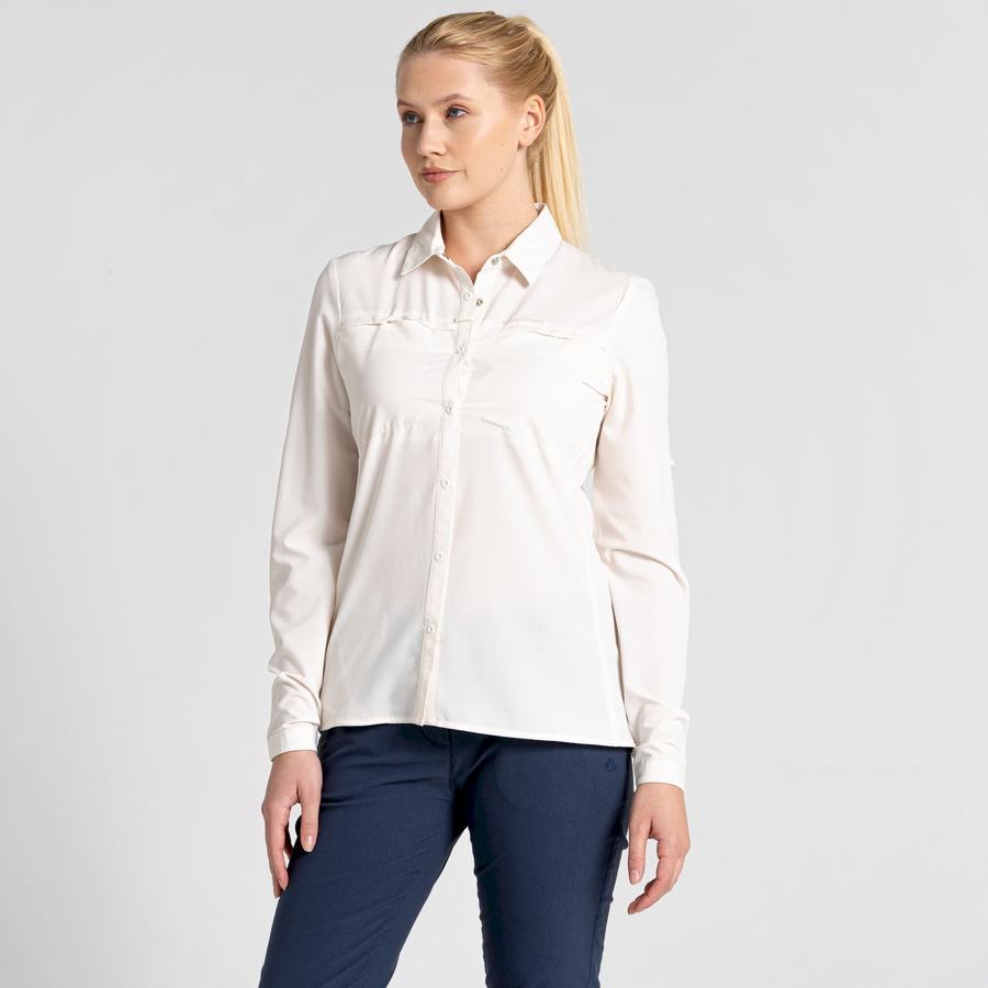 Camisas Craghoppers NosiLife Pro IV Long Sleeved Mujer Blancos | SCO7437AR