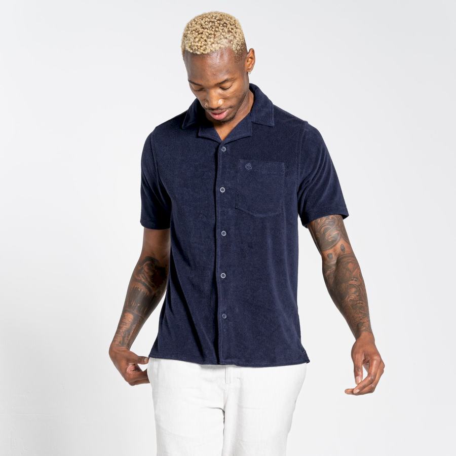 Camisas Craghoppers Nosibotanical Cholla Corta Sleeved Hombre Azules Azul Marino | TUC1176IO