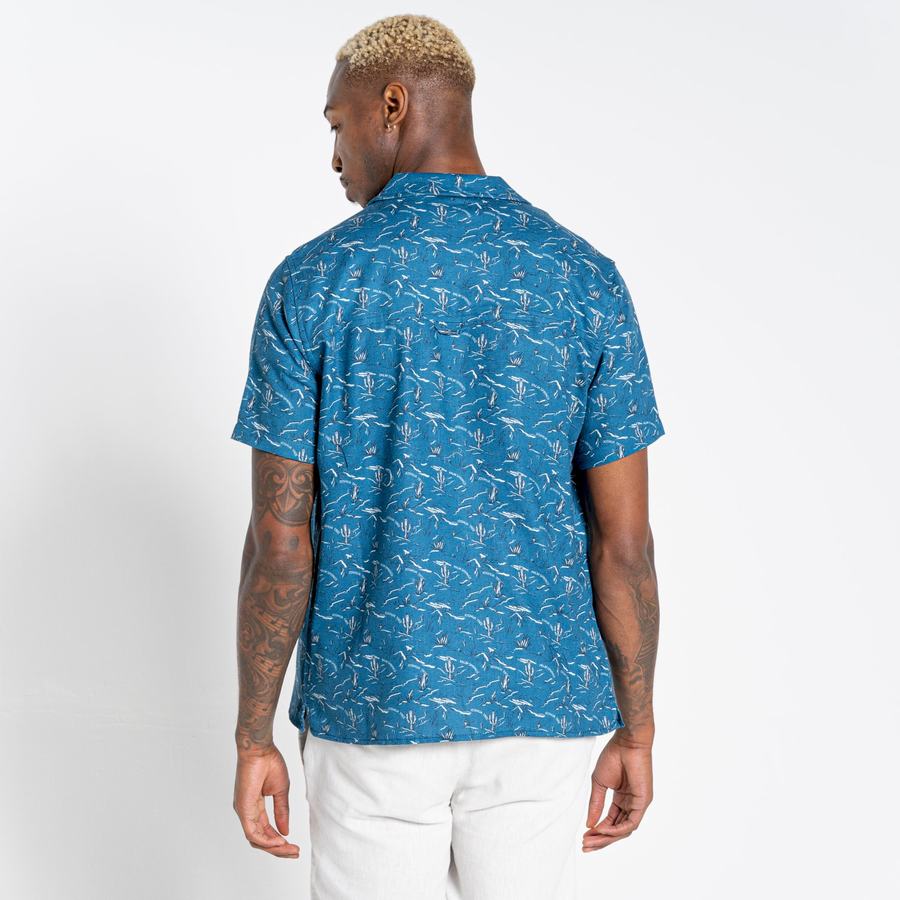 Camisas Craghoppers Nosibotanical Hula Corta Sleeved Hombre Azul Marino Azules | MMH10096ZT