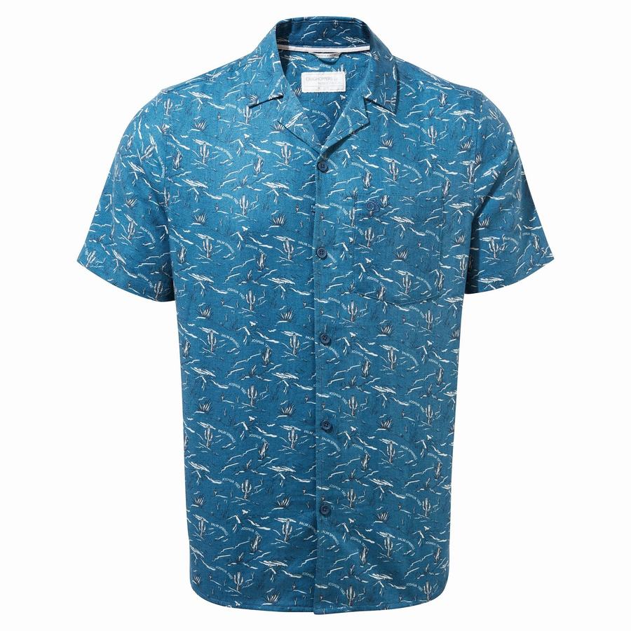 Camisas Craghoppers Nosibotanical Hula Corta Sleeved Hombre Azul Marino Azules | MMH10096ZT