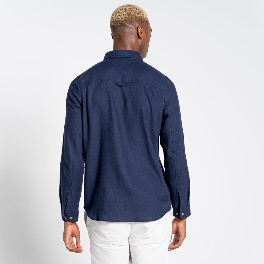 Camisas Craghoppers Nosibotanical Lagarto Long Sleeved Hombre Azules Azul Marino | ALV476AE