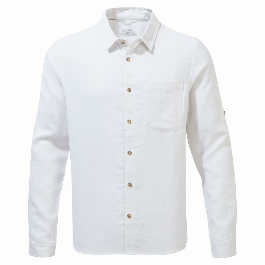 Camisas Craghoppers Nosibotanical Lagarto Long Sleeved Hombre Blancos | JVA10092OX