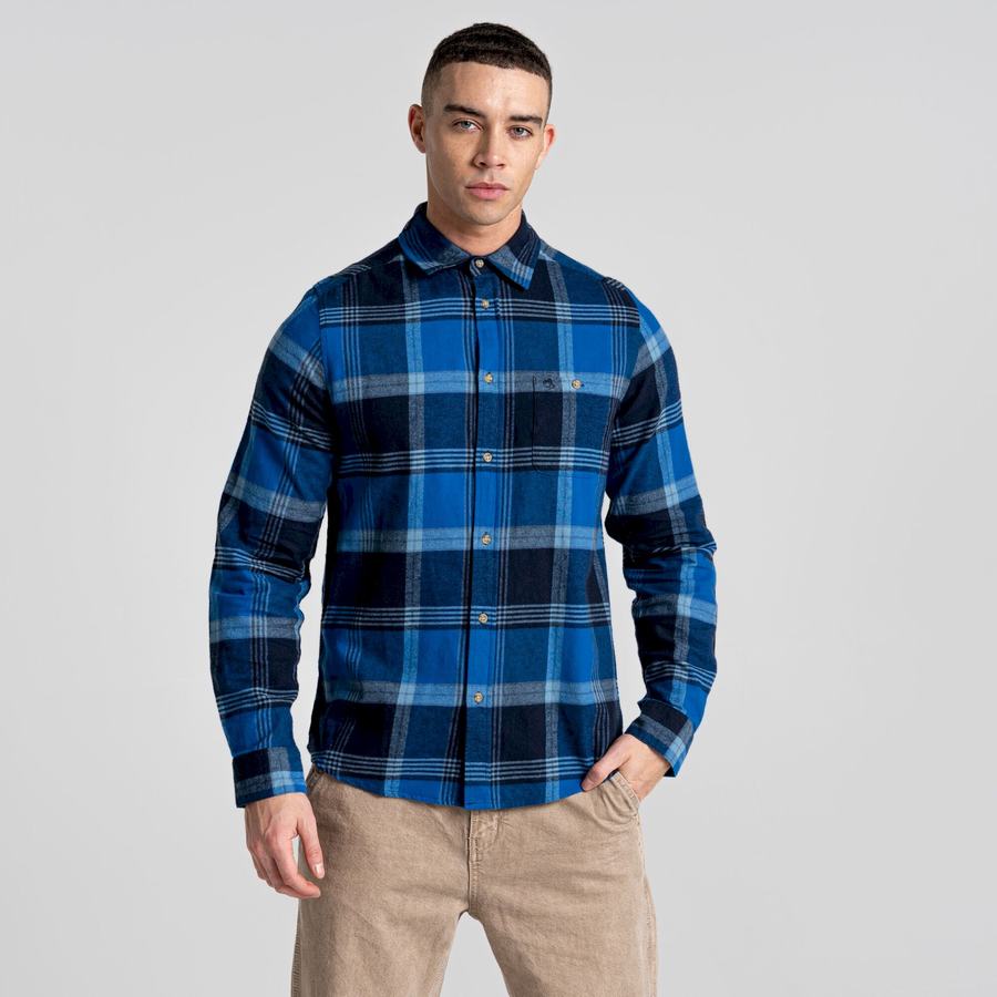 Camisas Craghoppers Thornhill Long Sleeved Hombre Azules Azul Marino | EPW2839QZ