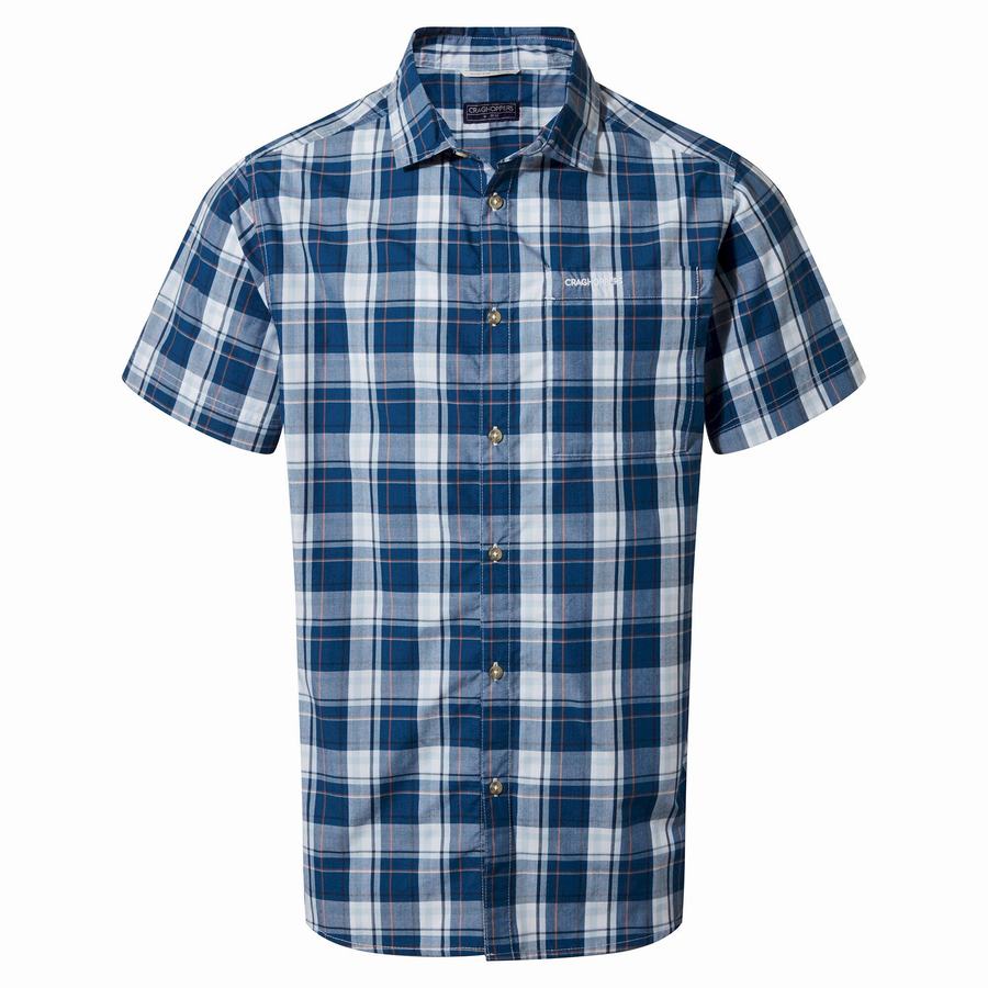 Camisas Craghoppers Vernon Corta Sleeved Hombre Azul Marino Azules | IAR7698QI