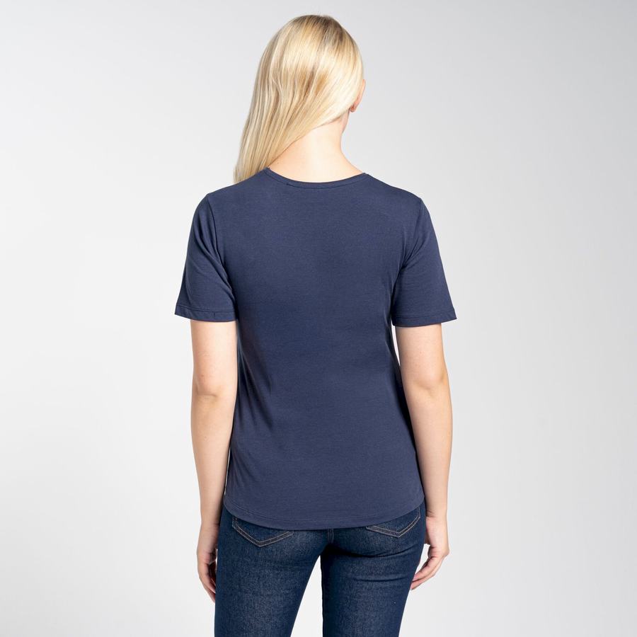 Camisetas Craghoppers Ally Corta Sleeved Mujer Azules Azul Marino | TPE7716OI