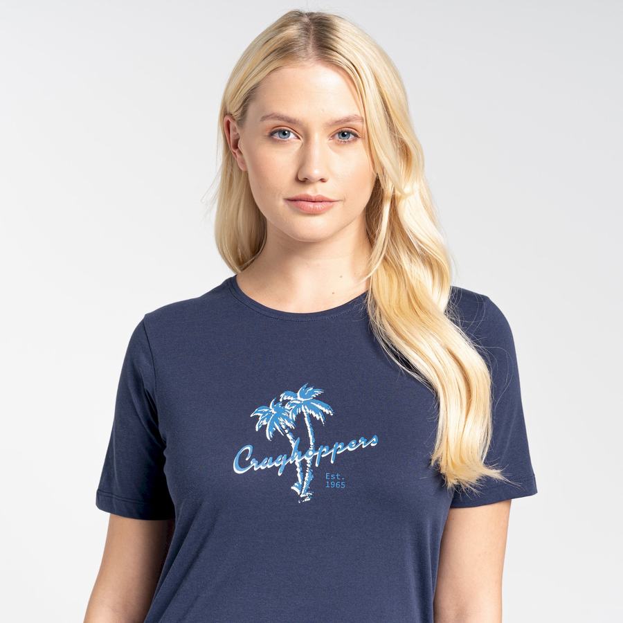 Camisetas Craghoppers Ally Corta Sleeved Mujer Azules Azul Marino | TPE7716OI